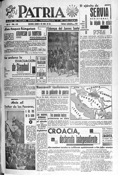 Diario Patria noticia besapies al Señor de los Favores (1941)