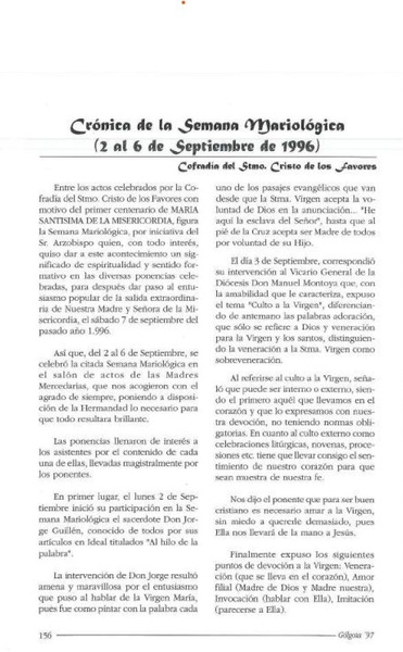Gólgota, Semana Mariológica (1996)