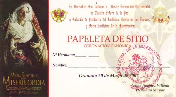 Papeleta de Sitio Coronación (2007)