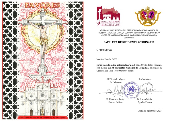 Papeleta de Sitio Extraordinaria Procesión Magna Granada (2023)